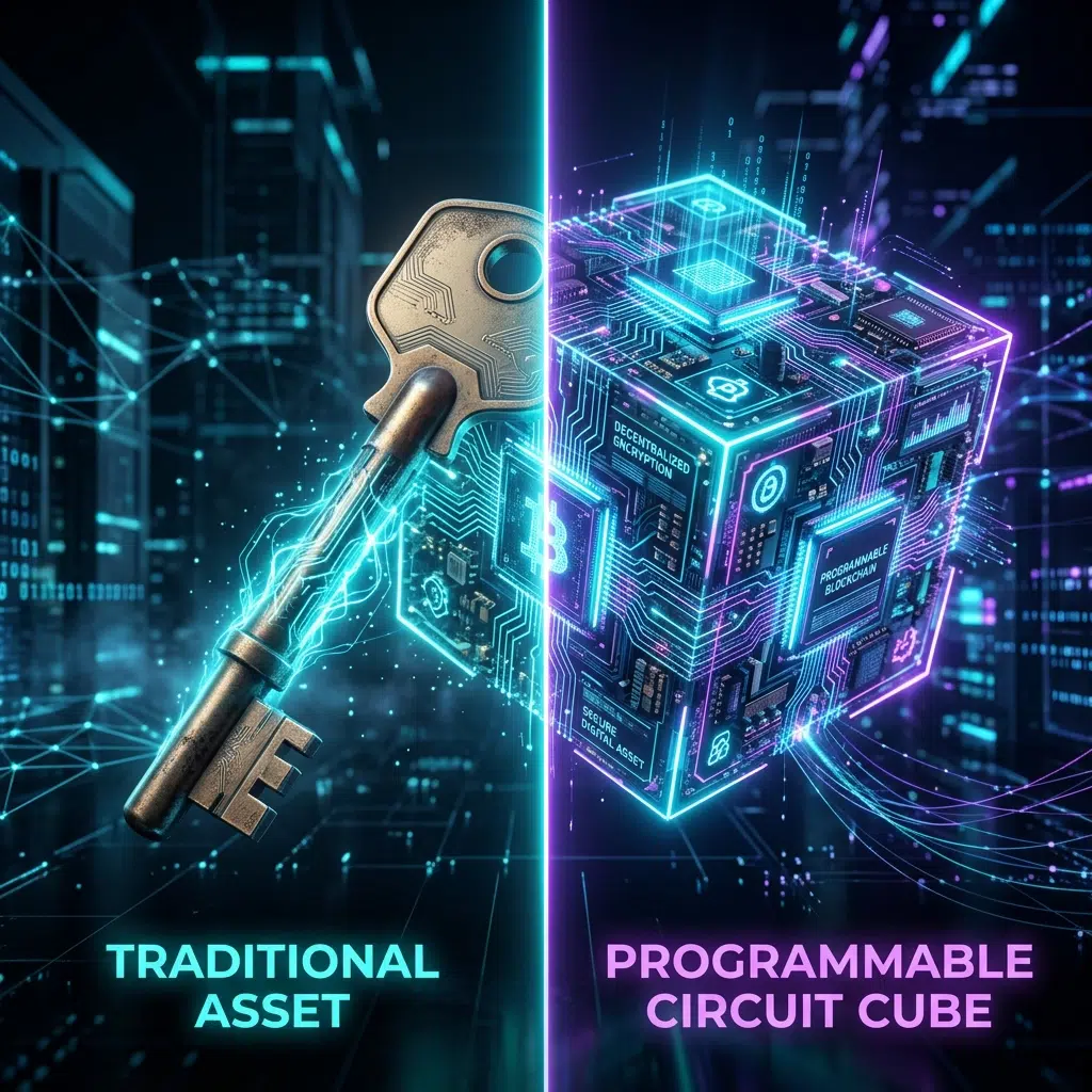 A key transforming into a programmable smart account
